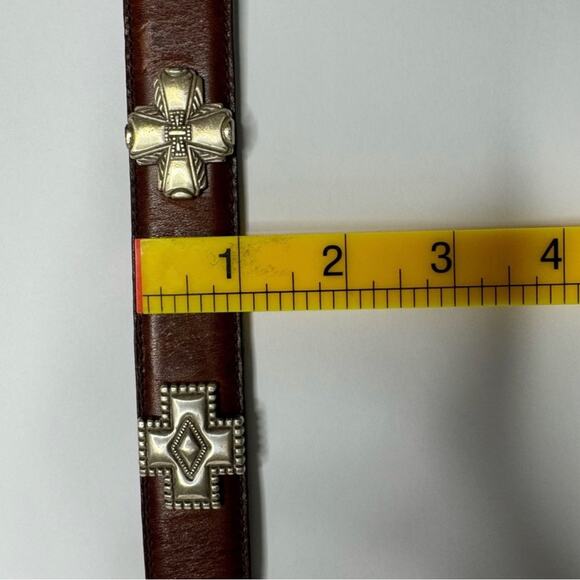 Fossil western equestrian Style Brown Leather Belt Silver small 1” Wide - Picture 5 of 6